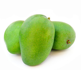 Green mango isolated on a white background