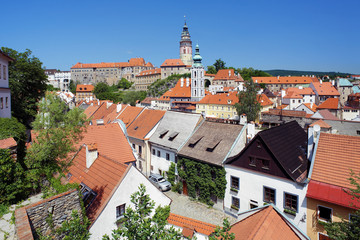 Fototapeta na wymiar View of Cesky Krumlov, Castle and St. Jost Church