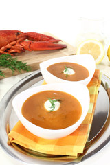 frisch gekochte Hummercremesuppe
