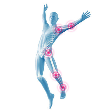recommend clip art: Mann beim Springen Silhouette mit Gelenkschmerzen