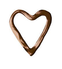 Fototapeta premium Heart shape made of liquid chocolate isolated on white