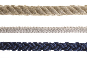 Different ropes isolated on white
