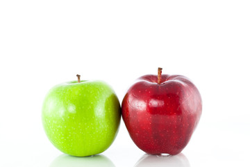 green and red apple Isolated