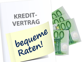 schema kreditvertrag bequeme raten euro geld banknoten