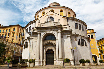 Naklejka premium Round Building with Pillars in Rijeka, Croatia