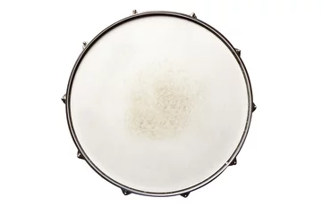 Fotobehang Snare drum top view isolated on white © nexusseven