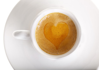 Espresso with heart shape on
