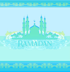 Fototapeta premium Ramadan background - mosque silhouette vector card
