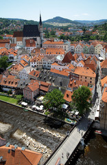 View of Cesky Krumlov with St. Vitus cathedral, Czech Republic
