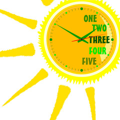 clock green illustration in sun