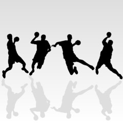 handball black player illustration on white