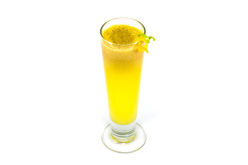 Glass of Lemon Apple Juice Isolated on White Background