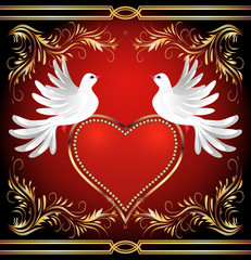 Two dove and heart