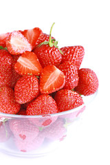 Fresh red strawberries isolated on white