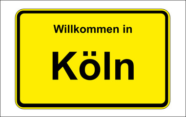 Ortsschild: Willkommen in Köln