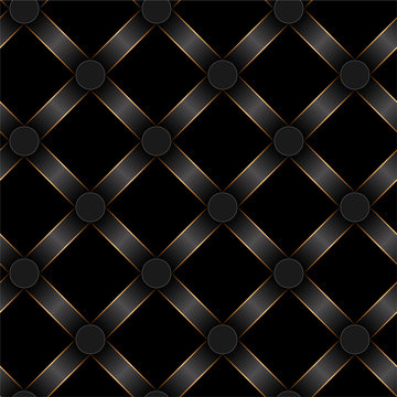 Seamless Black Ribbon And Gold Strip Pattern