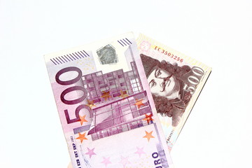 Obraz na płótnie Canvas 500 Euro with 500 forint