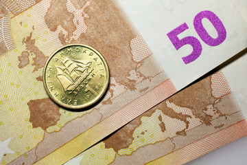 Euros and drachma