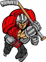 Naklejka premium Hockey Player Skating Vector Cartoon