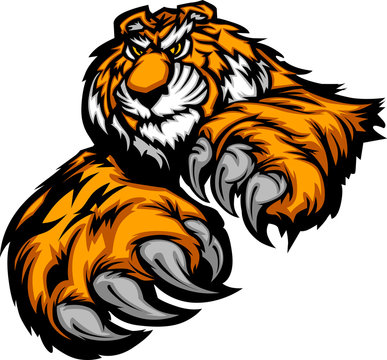 Tiger Mascot Body with Paws and Claws