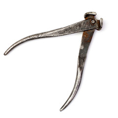 Obraz premium old rusty pliers against the white background