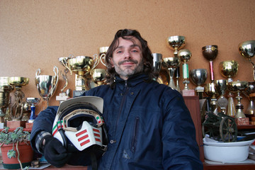 PIlot with trophies