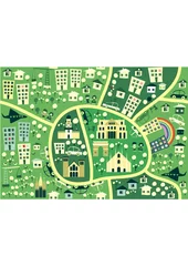 Printed roller blinds On the street cartoon seamless map of milan