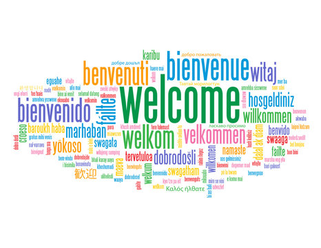 "WELCOME" Tag Cloud (customer service greetings home smile card)