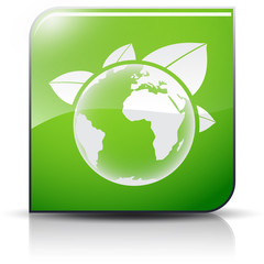 Obraz premium Symbole glossy vectoriel globe et feuille