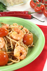 Spaghetti mit frischen Shrimps