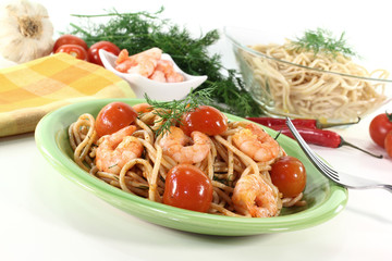 frische Spaghetti mit Shrimps