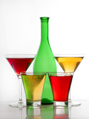 Bottle and glasses martini