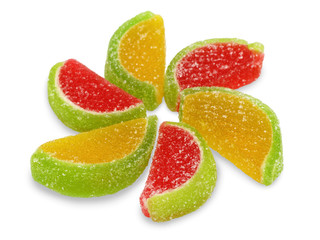 Fototapeta na wymiar Kolorowe owoce słodkie cukierki zbliżenie