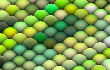 isometric 3d render of balls in multiple bright green