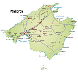 Landkarte von Mallorca