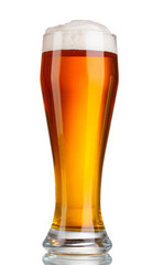 beer in a glass isolated on white