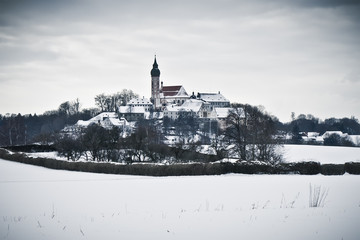 Andechs Monastery in winter scenery
