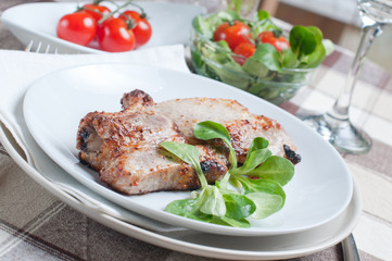 pork steak with salad