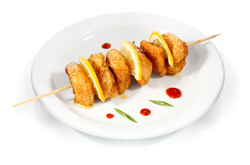 chicken shish kebab with lemon and sesame