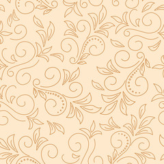 light beige seamless pattern with flora - vector