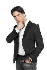 Портрет задумавшегося молодого бизнесмена