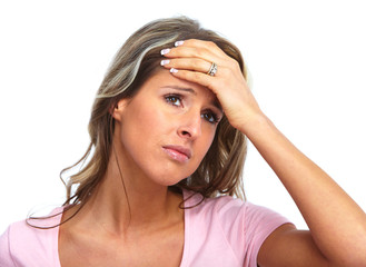 Naklejka premium Woman having a headache.