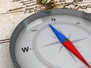 Compass on the map - 3d Object Series