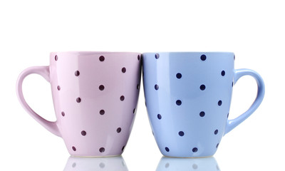 Two color cups isolated on white