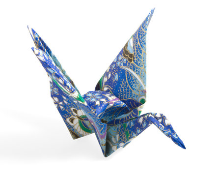 Blue and Gold Origami Crane