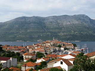 Naklejka na ściany i meble Widok na miasto Korcula w Chorwacji