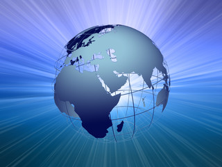 Earth with light beam#2