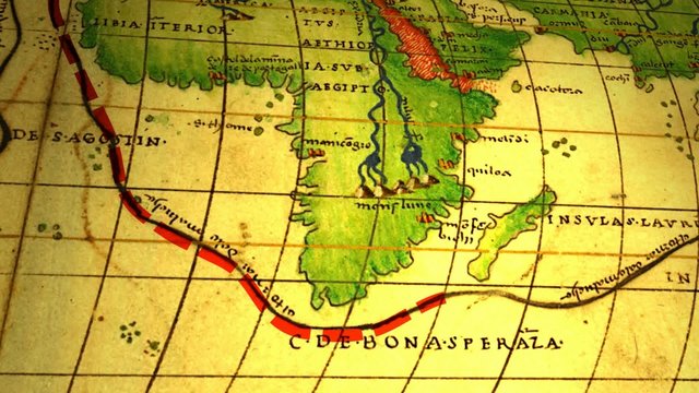 ancient map with dotted lines as paths