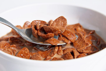 chocolate cereal flakes in a cup