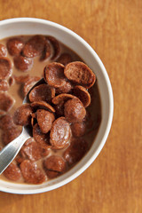 chocolate cereal flakes in a cup